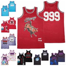 Moive Basketball BR Remix Juice Wrld X 999 Jerseys Death Race For Love Cover Lyrical Lemonade Color rojo Equipo bordado y costura Camisa deportiva transpirable de algodón puro