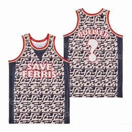 Moive Maillots de basket-ball Save Ferris Bueller Chemise rétro Pull vert respirant Lycée pour les fans de sport Pur coton Collège Retraite HipHop Équipe de broderie