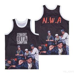 Moive Basketball NWA Maillots STRAIGHT OUTTA COMPTON Hommes Pull Équipe Vert Respirant Lycée Sports Pur Coton Collège Retraite Chemise HipHop Broderie