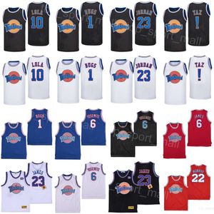 Maillots Moive Basketball Tune Squad Looney Tunes Space Jam 2 Daffy Duck 22 Bill Murray 1 Bugs Bunny 10 Lola Bunny LeBron James 6 Michael 23 ! TAZ Collège Noir Blanc Rouge