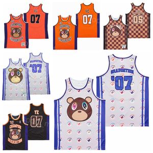 Moive Basketball West Jersey 07 YE Graduation Album Couverture Hip Hop Rap Champion Hiphop Respirant Équipe Orange Pur Coton Université pour