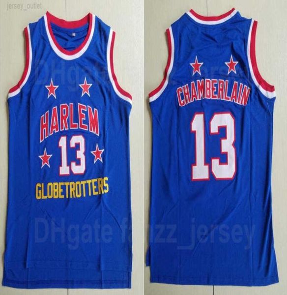 Moive Harlem Globetrotters Wilt Chamberlain Jerseys 13 Hommes Équipe de basket-ball Couleur Bleu Tous les sports de couture Respirant Université P1666777