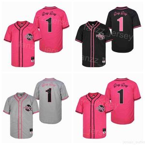 Moive VENDREDI PROCHAIN 1 JOUR JOURS Maillot de Baseball EN GRIS Noir Rose Équipe Tout Cousu Cool Base Cooperstown Rétro Université Vintage Pour Les Fans De Sport Respirant Collège