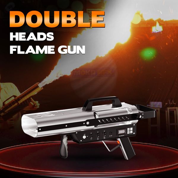 MOKA SFX Etapa Gun de llama Doble cabezales Fire Flame Machine Effect Flamethrower DJ Mostrar 1-3 metros con llave de seguridad