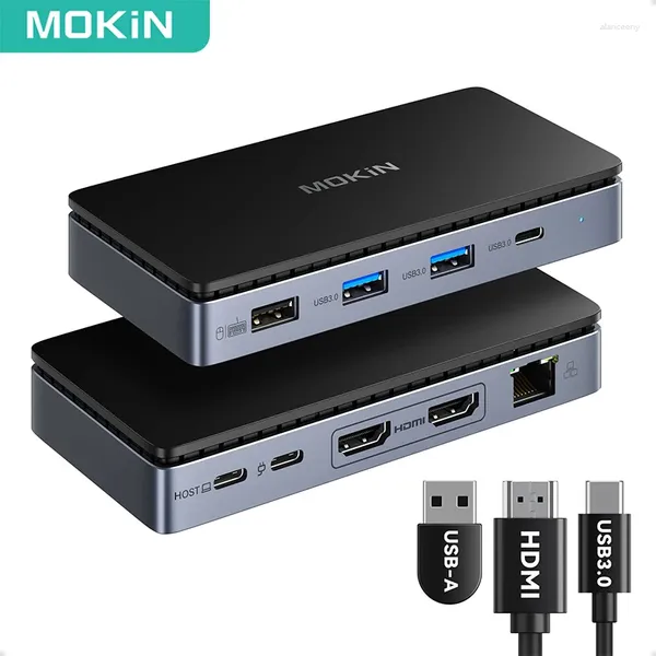 MOKiN 8 en 1 USB C Dock 4K 60Hz HDMI Monitor puerto de visualización estación de acoplamiento para ordenador portátil HUB adaptador multipuerto 3,0 100W PD