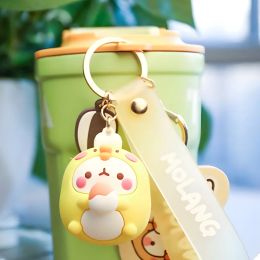 Molang Animal Zoo Series Figurine -poppen Keychain Kawaii Cute Panda Cat Rabbit Model Tas Keyring Pendant speelgoed Girl Kind Gift