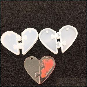 Moldes 2 uds cerraduras de corazón para amantes colgante líquido Sile molde Diy resina epoxi Mod joyería Tools932 T2 Drop Delivery 2021 herramientas equipo Dhs6F