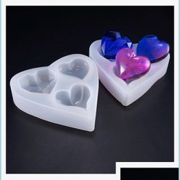 Moldes Corazón 3D Sile Molde de 3 cavidades Corte de la superficie de la superficie Mod de resina Joyería haciendo herramientas de entrega de caída epoxídica Equipo DH1QG
