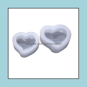 Molds 3D Sile Heart Mold Resin Hangers sieraden Mod Clay Polymer gieten Craft Diy 3 Size Clear Color Drop levering gereedschap Equipm OTGPB