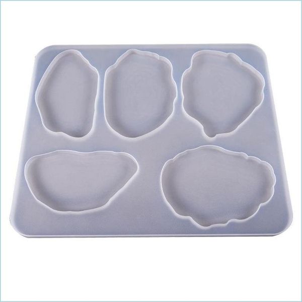 Moldes Ágata Posavasos Sile Resina Mods 5 Cavidad Translucencia Flexible Molde UV DIY Decoración de mesa Herramientas de fabricación Joyería de entrega EQ DHI9U