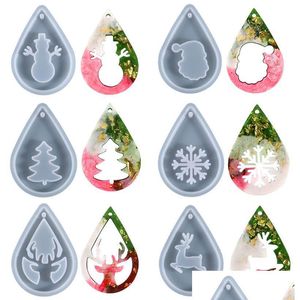 Moules de Noël en résine pour boucles d'oreilles, cloche d'arbre, flocon de neige, forme de renne, outils de fabrication de bijoux faits à la main, cristal UV époxy Dhgarden Dhovk