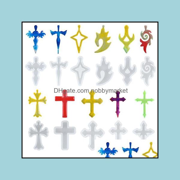 Moldes colgantes cross sile cabochon resina mod 11 manualidades de bricolaje joyas hechas a mano Herramientas equipos de entrega de caída al por mayor otexb