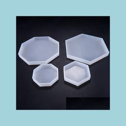 Molds Diy Sile Epoxy Mold Hexagon en achthoekige flexibele desktop decoratiemods Handmatige ambachtelijke gereedschapsbenodigdheden voor sieraden Drop Dhgarden Dhawn