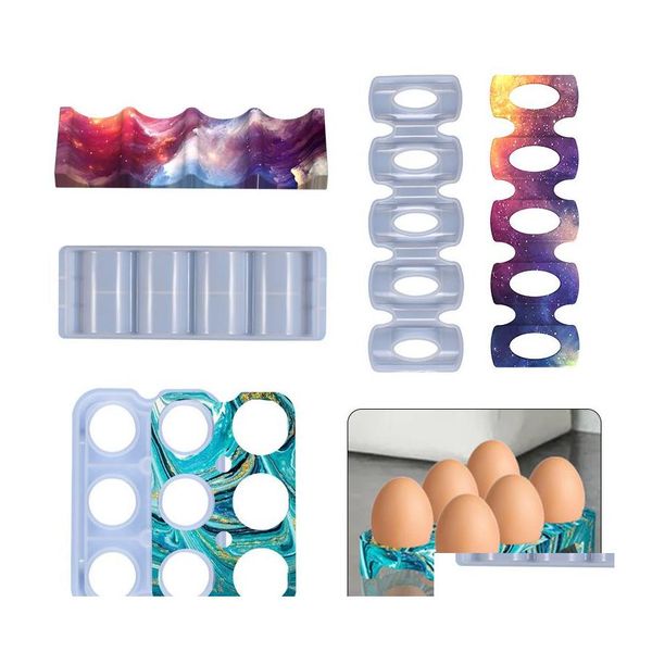 Moldes Estera para bebidas Soporte para huevos Bandeja Juego de posavasos de resina Sile 6 Cavidad Mod Botella de cerveza Can Pad Molde de epoxi Entrega de gota Herramientas de joyería Equipm Dhxxo