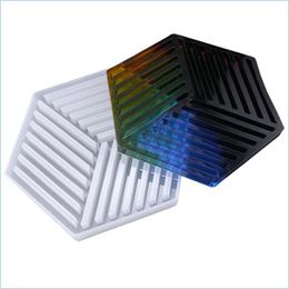 Moules Hexagon Coasters Sile Mold Diy Resin Stripe Triangle pour table de table de table de table de la table