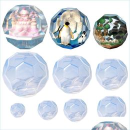 Moldes de la superficie de corte hexagonal Moldura de resina suave sile suave flexible bola redonda gema mod de gema de bricolaje artesanía de joyería de gota Dhgarden dh5g8