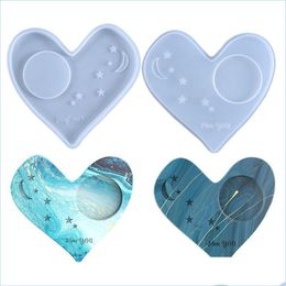 Molds Nieuwe stijl hart Coaster Sile Molds Coffee Cup Mat Resin Epoxy Mold Moon Star Casting Diy Craft Drop Delivery Tools Tools Equi DHZCE