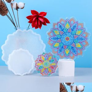 Mallen hars coaster mallen textured flower diy epoxy lade schimmel thee drop levering 2021 sieraden gereedschap apparatuur mjfashion dhgyt