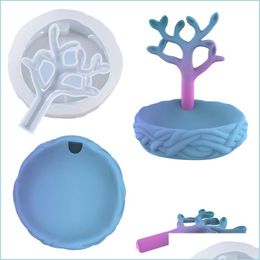 Molds Sile Mini Tree met standhouder Epoxy Resin Diy Home Plant Decoratie Mod Mod Storage Tray Drop Delivery Tools Tools Equi Dhvjf