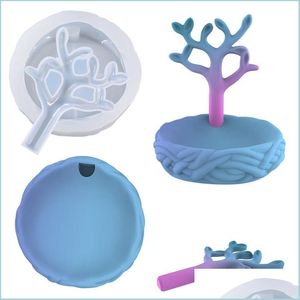 Moldes SILE Mini Árbol con soporte de soporte Resina Epoxi Diy Decoración de plantas para el hogar Hacer una bandeja de almacenamiento Mod Drop de entrega Herramientas de joyería Equipar Dhjpm