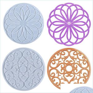 Molds Sile Resin Molds Large Flower Tray Mold Pot Holder Coaster Epoxy Casting voor DIY Home Decoration Drop Delivery 2021 Sieraden Too Dhnng