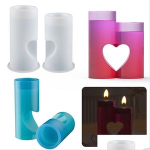 Moldes Taleros Talladores de velas Resina La forma del corazón del molde Candlestick Sile para Epoxy Casting Diy Crystal Soporter Drop entrega Dhgarden Dhw4d