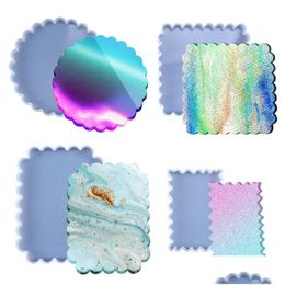 Moules Wave Coaster Résine Moulage Moules Rond Carré Rec Sile Époxy Bijoux Pendentif Agate Faisant Mod Outil Maison DIY Drop Deliv Dhgarden Dhmyp