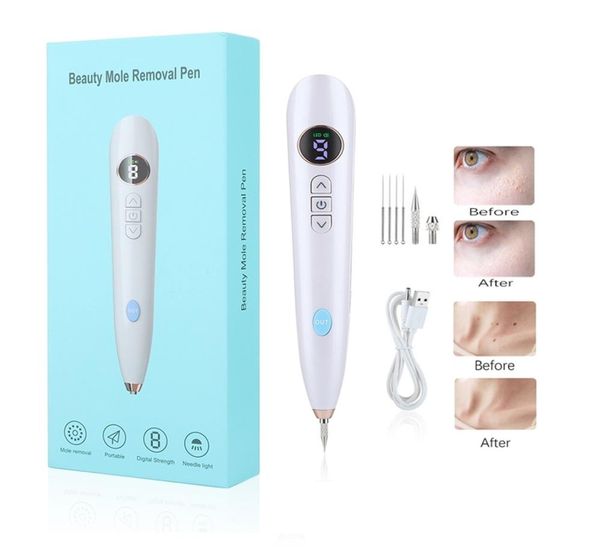 Stylo d'élimination des taches de rousseur de tatouage de taupe LCD professionnel lumière LED balayage tache verrue maïs foncé dissolvant 9 vitesses outil d'aiguille de soin de la peau 2207118527176