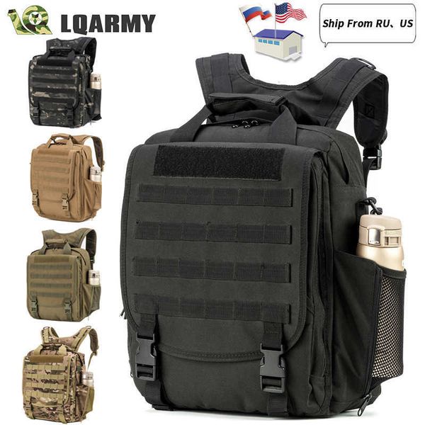 Molle Bolsa militar para computadora portátil Bolsas de mensajero tácticas Mochila para computadora Fanny Belt Shouder Camping Deportes al aire libre Bolsa del ejército 230412