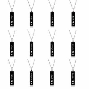 Mom and Dad Black Cube Single Single en acier inoxydable Collier Pendard Kit de remplissage Urne Crémation Bijoux pour Ashes288K