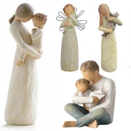 Figurine maman et fils, ornement de maison, artisanat en résine minimaliste, décoration de table pour papa et enfants, cadeau de noël pour la famille 240325