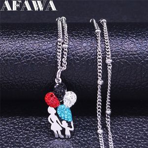 Maman bébé ballon en acier inoxydable couleur cristal collier femmes couleur argent déclaration colliers bijoux bijoux femme N4806S01