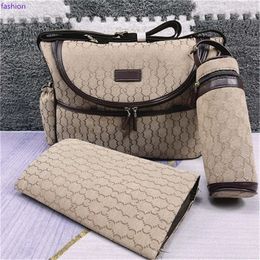 Sac à couches pour maman et bébé, ensemble de 3 pièces, sac à bandoulière multifonctionnel imprimé de styliste de haute qualité, cadeau créatif pour maman et fille a12