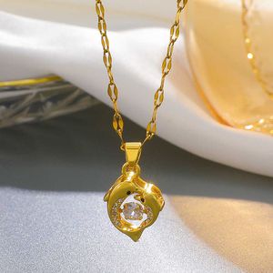 Maman mignon brillant zircon cubique collier de dauphin intelligent collier d'animal pour femme Simple polyvalent collier cadeaux de fête des mères couleur or pendentif chaîne bijoux pour femme