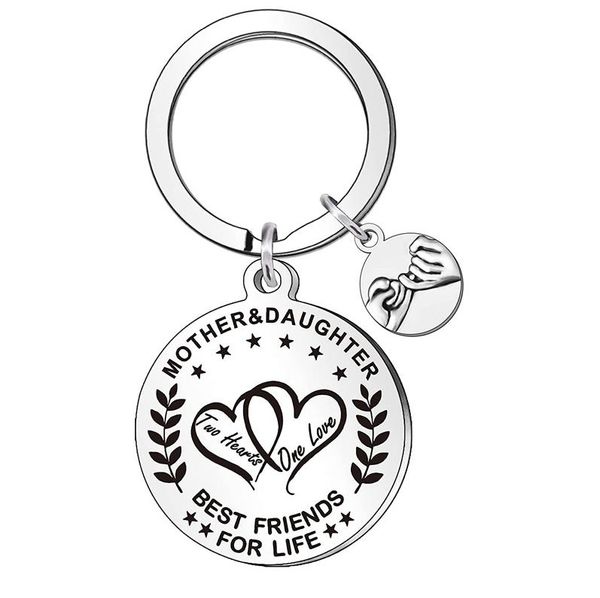 Maman fille pour toujours meilleur ami porte-clés porte-clés à la mode en acier inoxydable porte-clés breloque mère amour pendentif bijoux cadeau