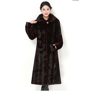 Maman mode manteau en fausse fourrure noir vin rouge 5XL grande taille mince hiver coréen à manches longues veste de loisirs feminina LR454 210531
