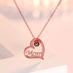 Mom's liefde hart ketting gepersonaliseerde roségouden kleur hanger kettingen voor moeder verjaardag moeders dag cadeau sieraden