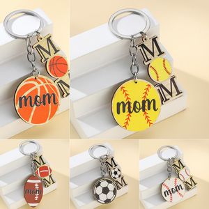 Maman porte-clés en bois Football basket-ball Baseball sport porte-clés pendentif voiture porte-clés porte-clés