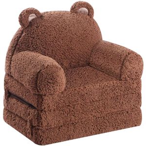 MOMCAYWEX Canapé pliable Sherpa Teddy Bear pour tout-petits avec trois coussins en mousse pliables, canapé confortable pour enfants de 18 mois et plus