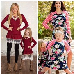 Mama en ik familie matching kleding moeder en dochter jurken familie matching kleding kinderen ouder kinderen patchwork bloemen halve jurken