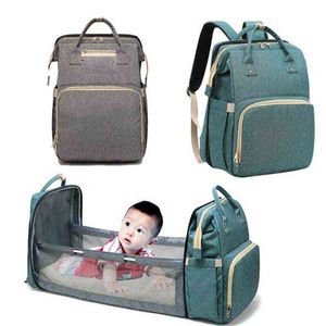 Bolsa de pañales para mamá, mochila para cama de bebé recién nacido, cuna, cuna, comodidad de viaje, ganchos de envío gratis con almohadilla H1110