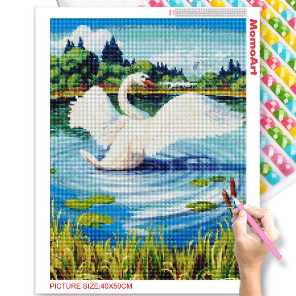 Momoart Diamond Painting Swan Mosaic Nouveaux arrivages à la broderie de diamant Animal aiguille de croix de croix de croix décor pour la maison