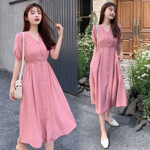 Vestido de lactancia para mamás, ropa de maternidad rosa de verano 2019, vestido de mujer embarazada, vestido informal Sexy con cuello en V para mujeres embarazadas X0902