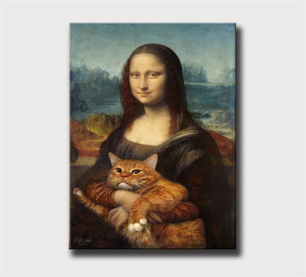 Mona Lisa CatHD Stampa su tela Nuova decorazione domestica Pittura artistica Senza cornice Con cornice6930615