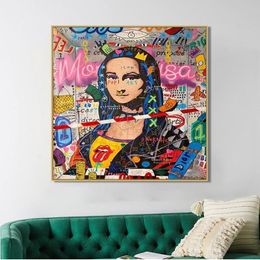 Mona Lisa Graffiti Wall Art Money Paintings en The Wall Art Posters and Prints The World Is Yours Modern Art Wall Pictures