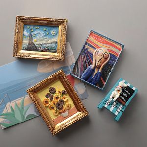 Pegatinas magnéticas para nevera de Mona Lisa, pinturas famosas del mundo de girasol de van gogh, imanes 3d para nevera, colección de decoración del hogar