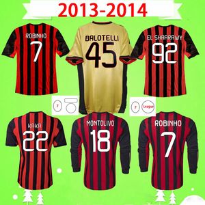 2013 2014 Maillot de football rétro maillot de football vintage 13 14 classique Maglia da calcio AC MALDINI HONDA MILAN INZAGHI ROBINHO KAKA MONTOLIVO EL SHAARAWY BALOTELLI