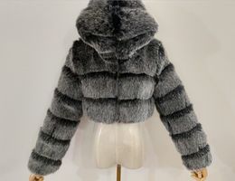 MoncIer haute qualité haute qualité fourrure recadrée fausse fourrure manteaux et vestes femmes moelleux couche de finition avec veste d'hiver à capuche Manteau Femme