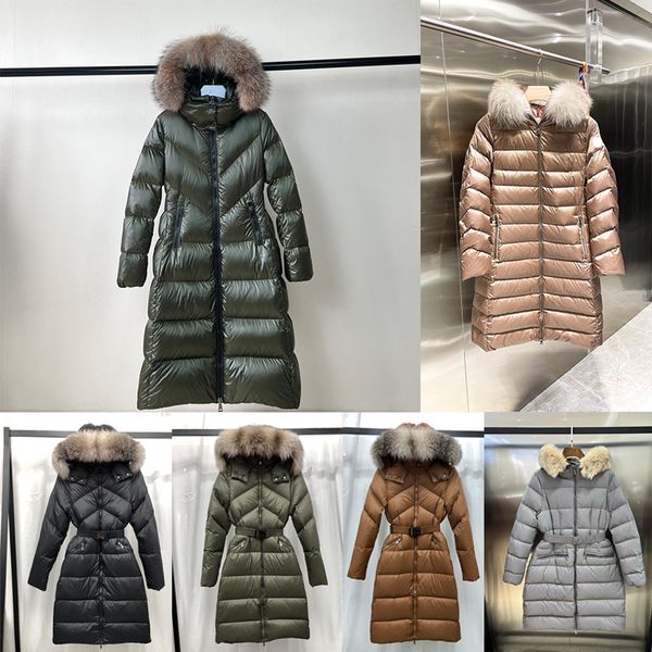 Chaqueta Monclair, chaqueta de plumas, Parkas cálidas de invierno para mujer, top con capucha a la moda, cortavientos de diseñador clásico Puff Real mapache