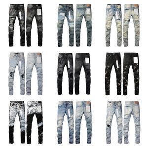 Jeans pour hommes violet taille haute ample Ksubi jean déchiré High Street Jeans rétro peinture Spot Patch trou Denim Streetwear silm pieds Micro pantalon élastique